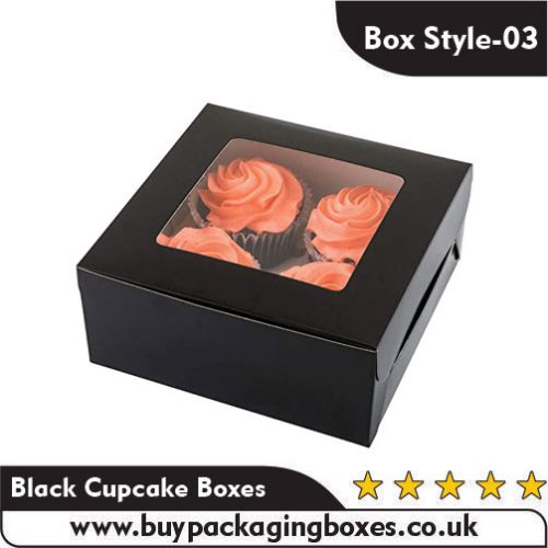 Black Cupcake Packaging Boxes