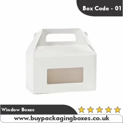 White gable window box with side display window and handle perfect for gift packaging