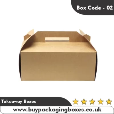 Eco-friendly kraft takeaway box with carry handle for food packaging