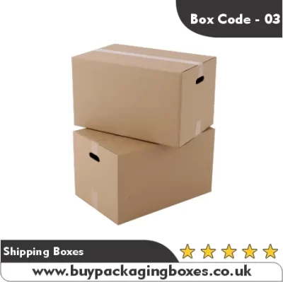 Large brown corrugated shipping boxes with side handles for easy carrying