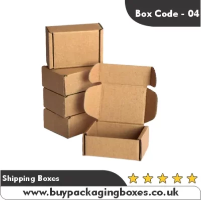 Durable corrugated mailer style shipping boxes stacked for delivery packaging