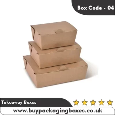 Set of kraft takeaway food boxes in different sizes, ideal for meals on the go