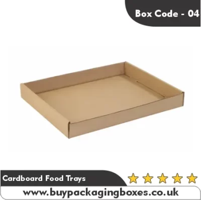 Flat rectangular cardboard food tray for bakery and takeaway packaging