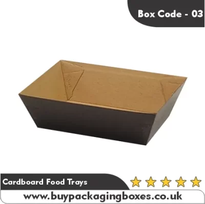 Brown disposable cardboard food tray with angled sides for serving snacks