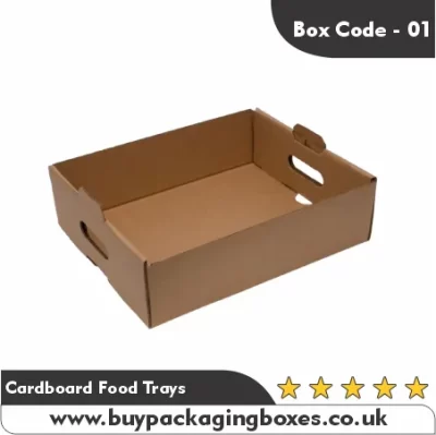 Durable cardboard food tray with cut-out handles for easy carrying