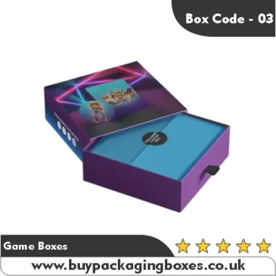 Colourful custom game packaging box with pull-out drawer design for secure board game storage