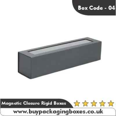 Slim rectangular magnetic closure rigid box in matte grey