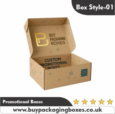 Kraft promotional mailer box with gold foil Buy Packaging Boxes branding.