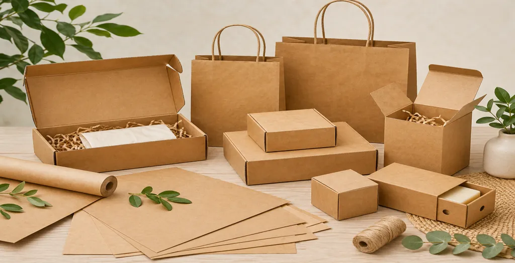 Eco-friendly kraft packaging boxes and paper bags