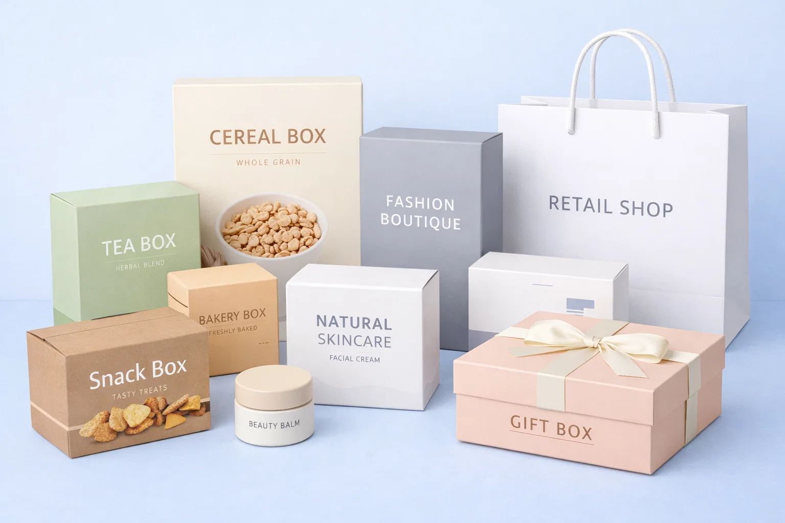 Collection of custom packaging boxes